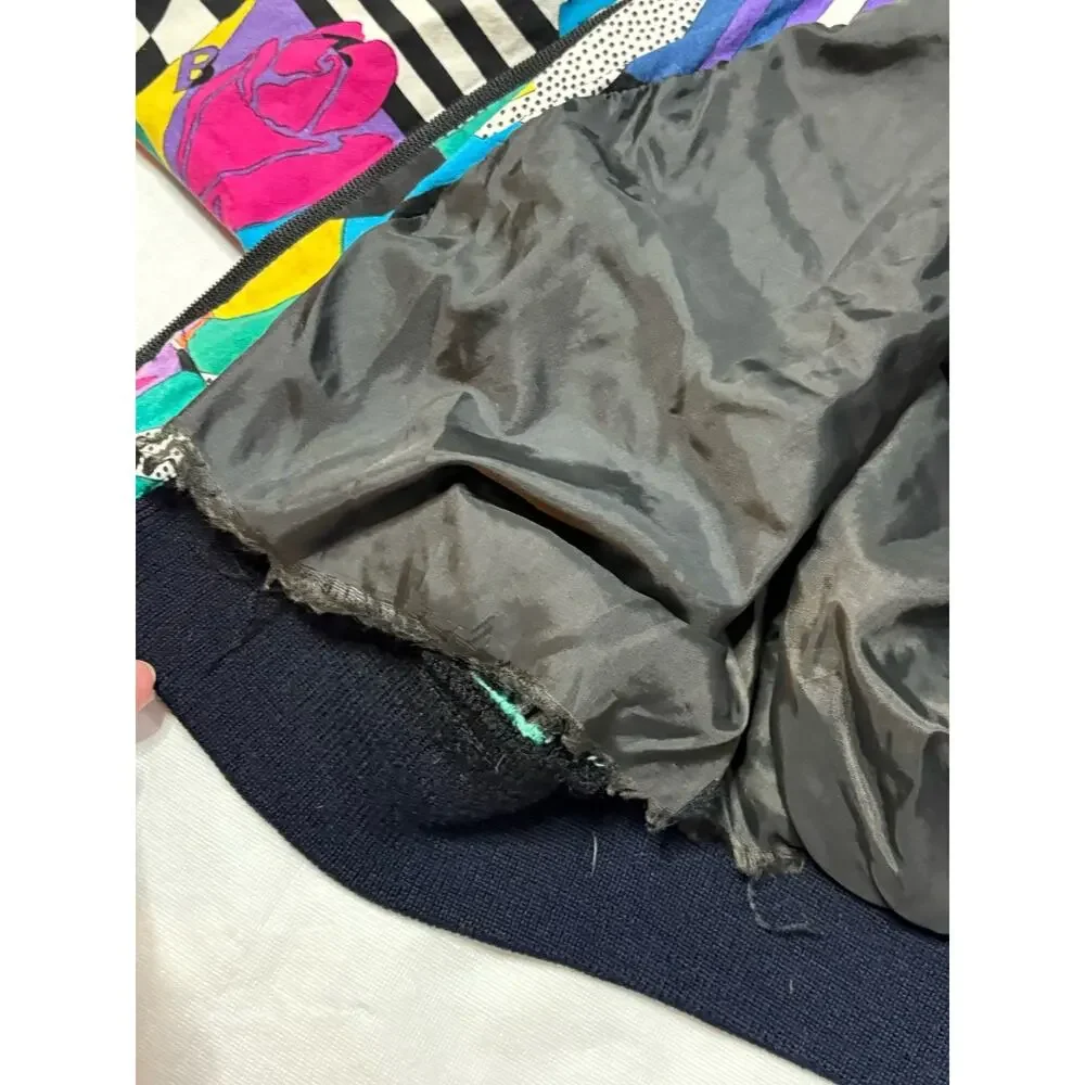 Vintage 80s L Ocean Pacific Bomber Jacket Abstract Wearable Pop Art Oversized - Picture 7 of 7
